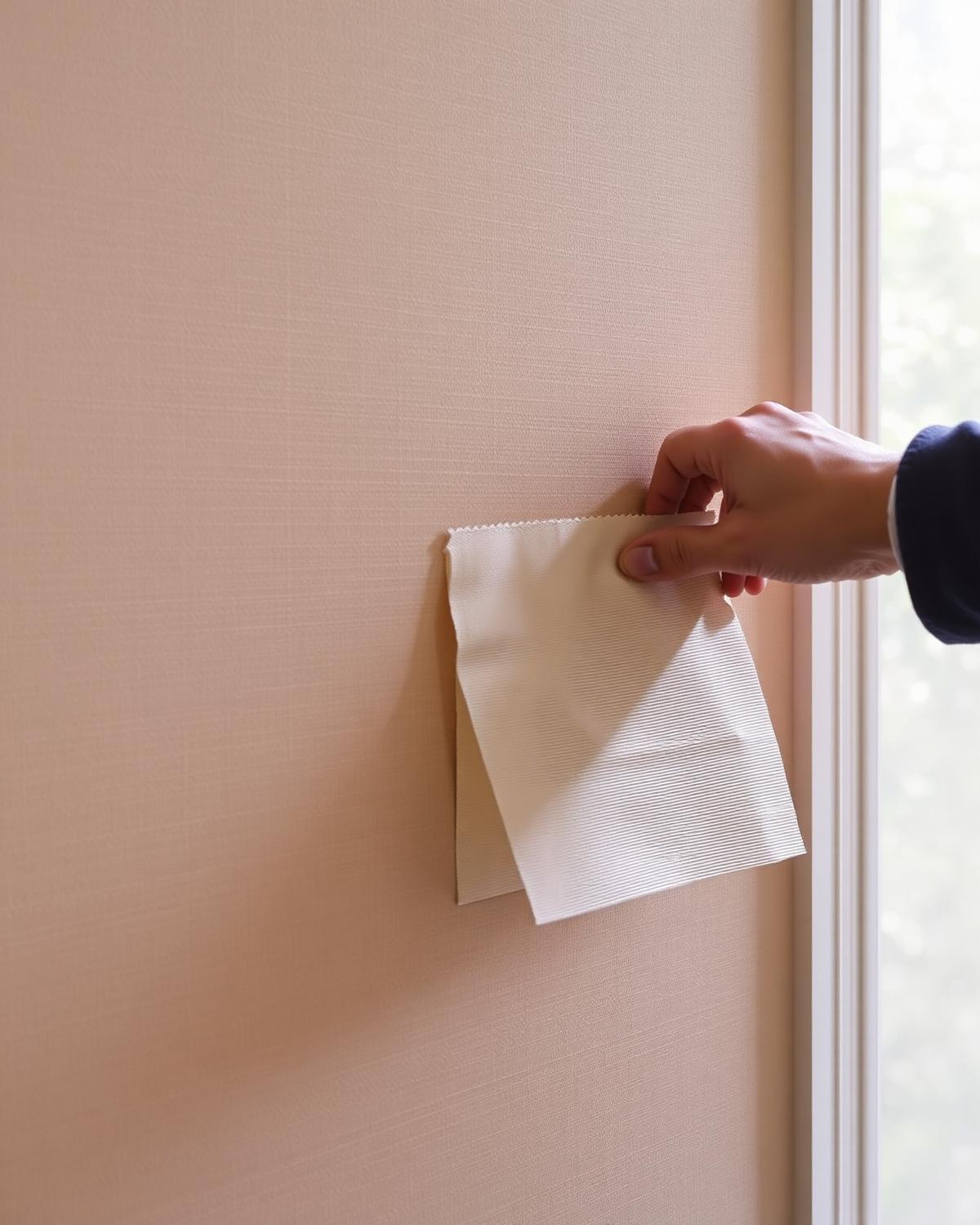 Behang wordt strak op een muur aangebracht